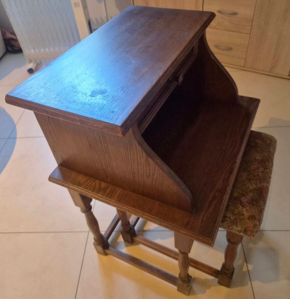 Meuble d’entrée / téléphone en chêne, Ophalen, Minder dan 50 cm, Gebruikt, Eikenhout