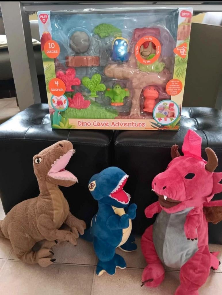 Nieuwe dino speelset met rugzakje dino en knuffels, Ophalen, Nieuw