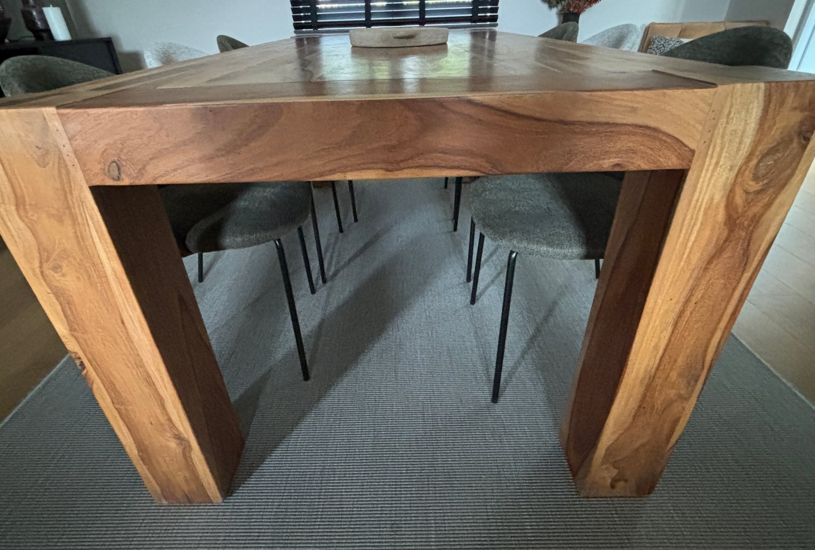 Eettafel 200x100 - sheesham solid - naturel, Ophalen, Zo goed als nieuw, Vijf personen of meer, Rechthoekig