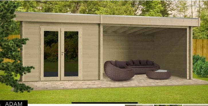 Adam Tuinhuis met overkapping 40mm profielen laatste stuk, Jardin & Terrasse, Abris de jardin, Comme neuf, Abri de jardin, Avec auvent
