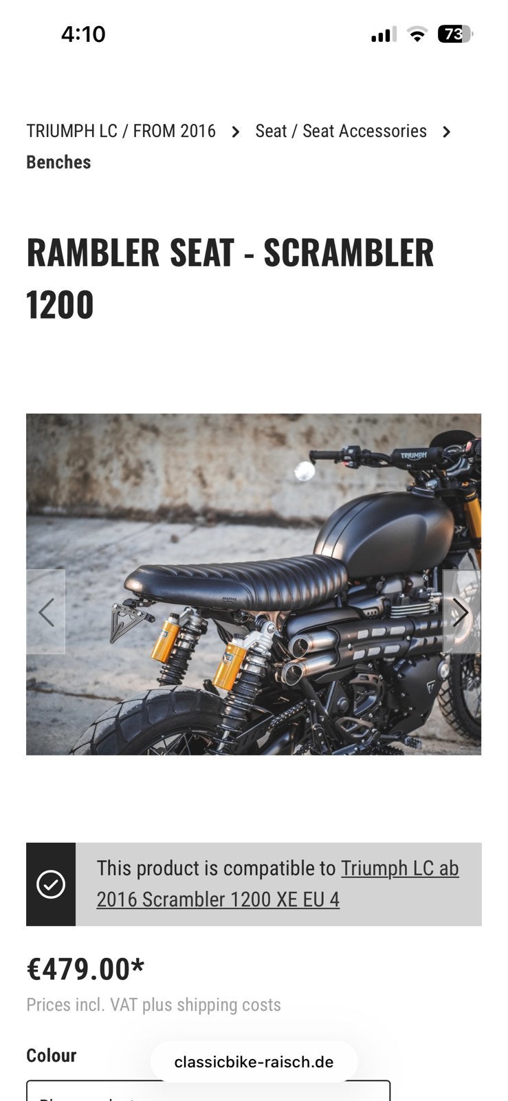 Triumph scrambler xe crafton seat, Particulier