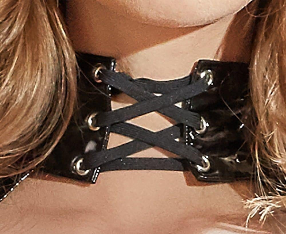 Nieuwe nooit gedragen zwarte vinyl jarretelbustier, Autre, Ophalen of Verzenden, Nieuw