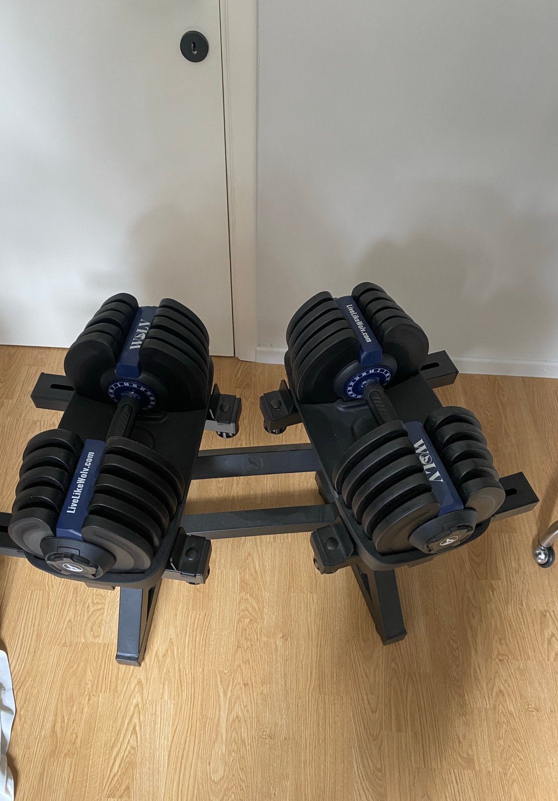 2 Verstelbare dumbells 16 standen 2 tot 40 kg + halterbank, Ophalen, Zo goed als nieuw