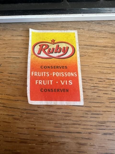 Ruby luciferdoos etiket label conserven, Verzamelen, Gebruikt, Info@rubcy.li, Ruby, Ophalen of Verzenden