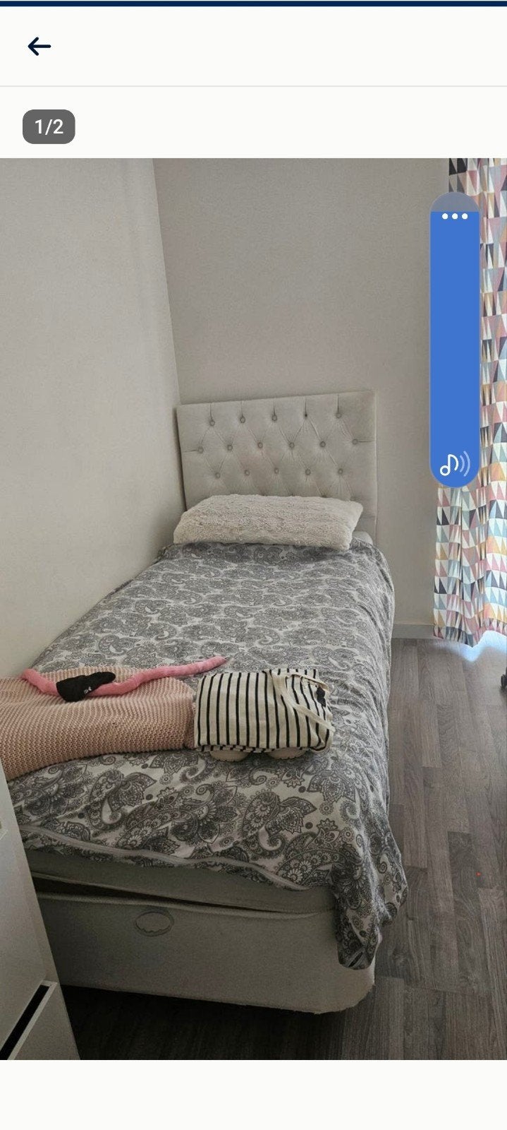 1 persoonsbed met opbergruimte, Ophalen, Crème