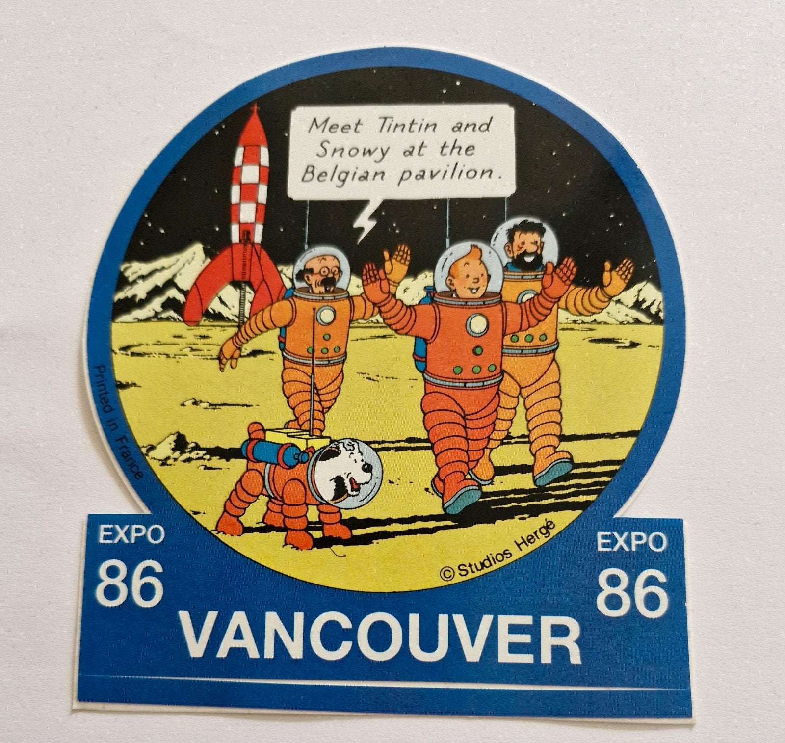 Autocollant rare Tintin - Expo 86 Vancouver, Enlèvement ou Envoi