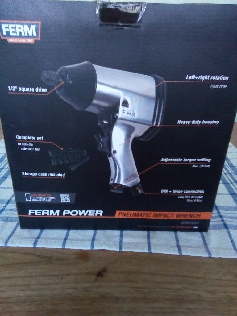 Slagmoersleutel Ferm 1/2"  Max 310Nm, Enlèvement ou Envoi, Neuf