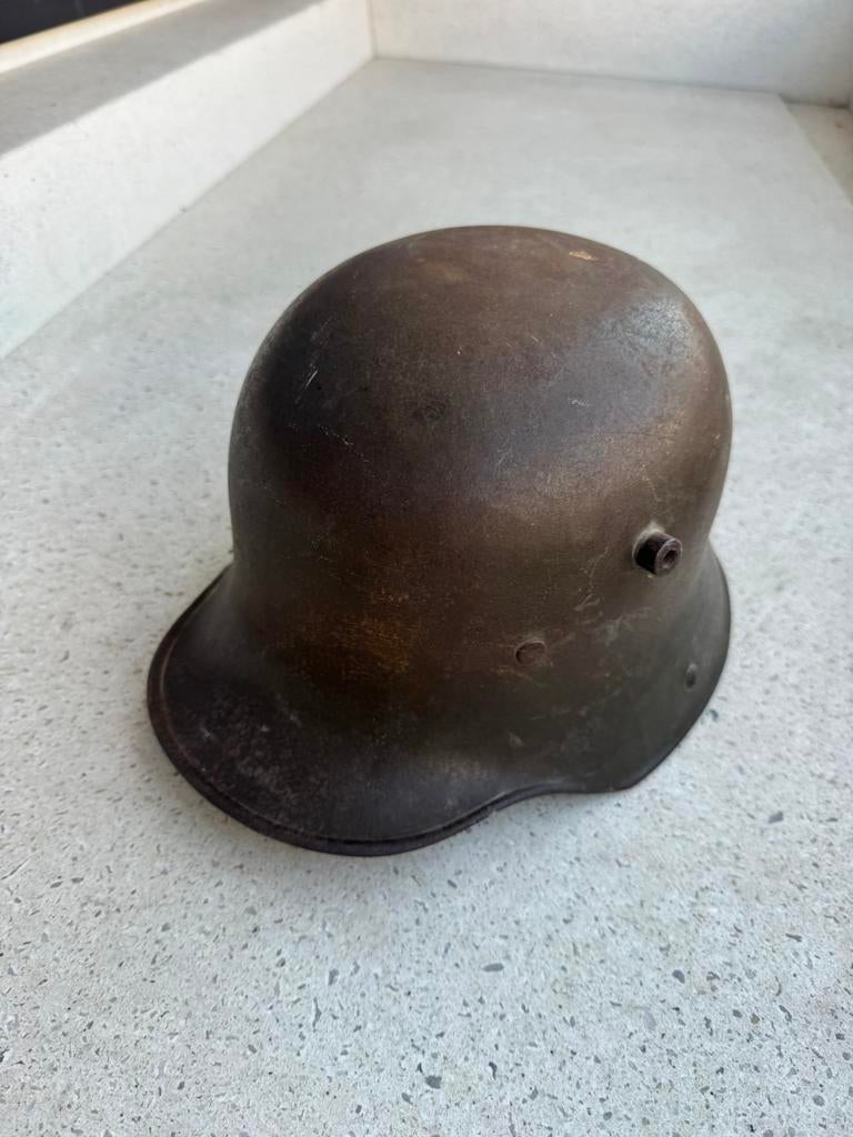 Wo1 Duitse helm met binnenring en kleur, Verzamelen, Ophalen of Verzenden