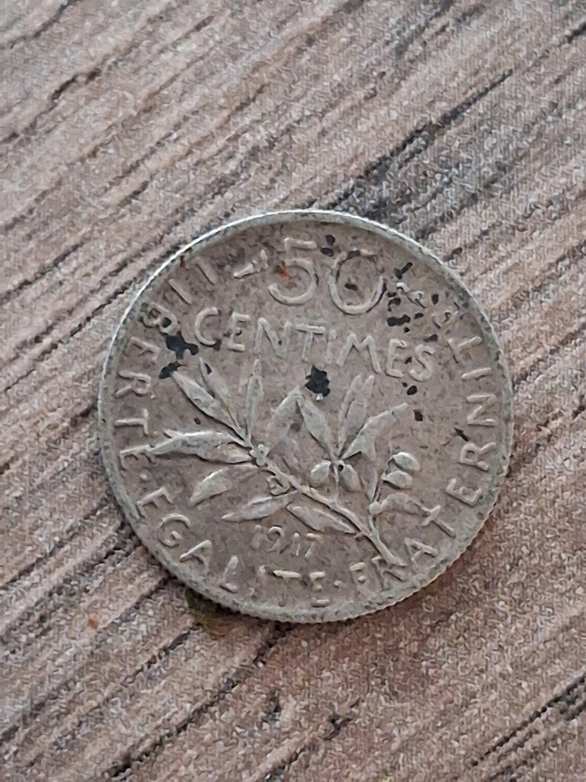 Zilver Franse 50 centimes : La Semeuse (1917), Verzenden, Zilver
