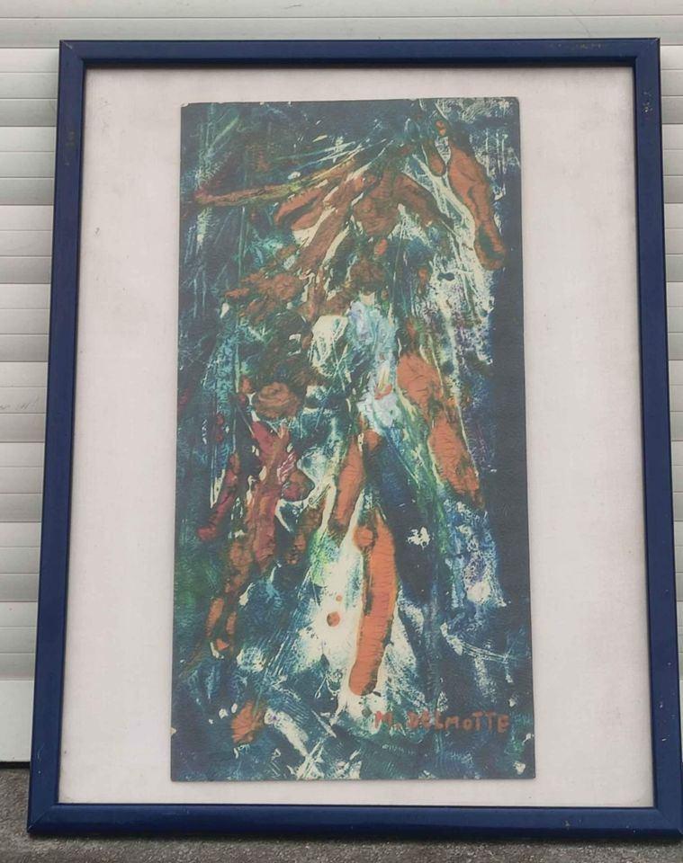 Huile sur papier bouquet de fleurs signe Marcel delmotte, Antiquités & Art, Enlèvement ou Envoi