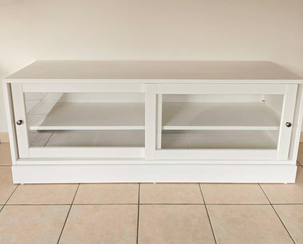 Meuble TV IKEA HAVSTA avec portes vitrées — presque neuf, 25 à 50 cm, Moins de 100 cm, 150 à 200 cm, Scandinavisch