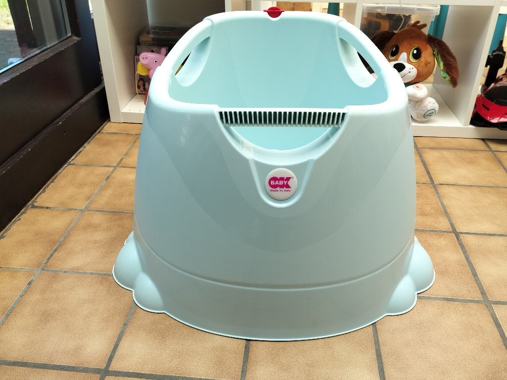 OK Baby Opla douchezitje - Turquoise, Kinderen en Baby's, Zo goed als nieuw, Badzitje of Badring, Standaard, Ophalen