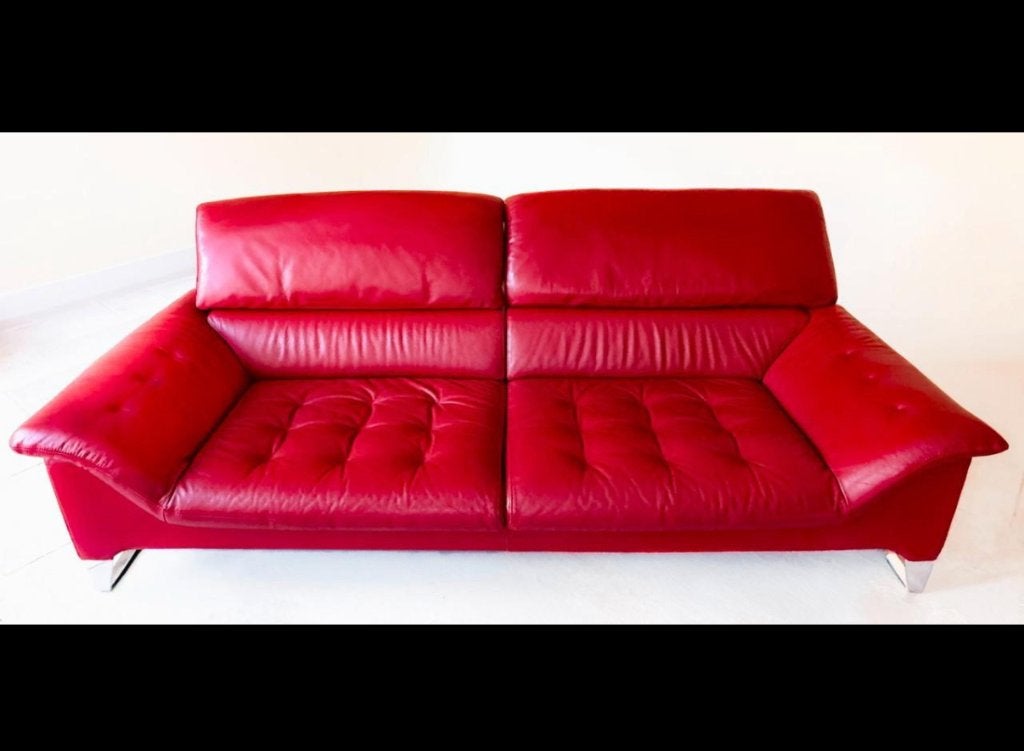 2 grands canapés en cuir rouge. Marque: RocheBOBOIS, 100 à 125 cm, Comme neuf, Enlèvement, Quatre personnes ou plus
