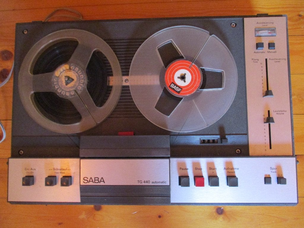 Vintage bandrecorder Saba TG 440 F automatic: te herstellen, Audio, Tv en Foto, Bandrecorder, Ophalen, Bandrecorder, Met stofkap