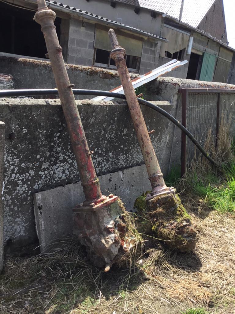 Poteaux de portail anciens en fonte, Enlèvement