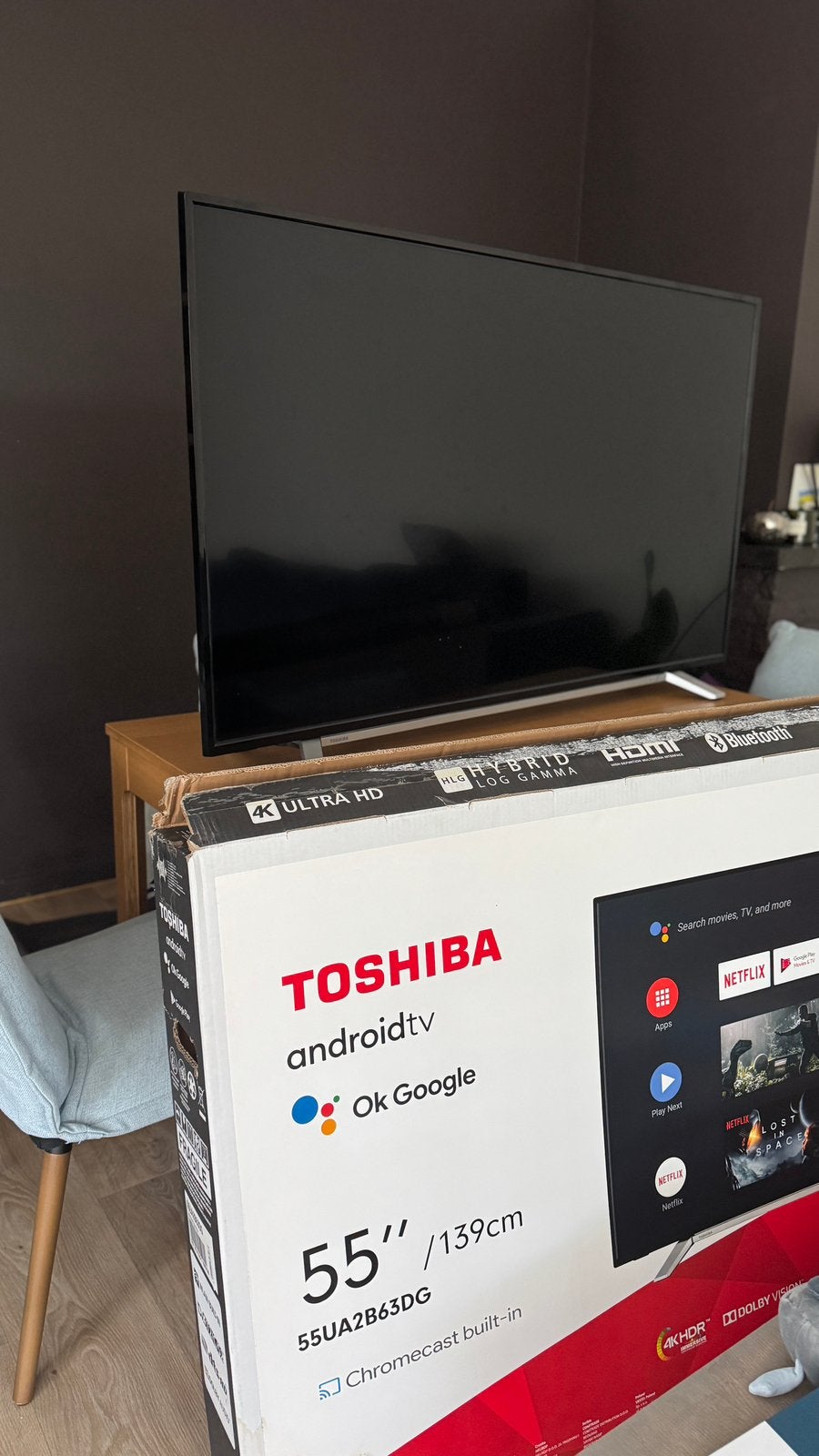 Toshiba 55" 4K Smart TV (Android TV), TV, Hi-fi & Vidéo, Télévisions, Comme neuf, Toshiba, Smart TV, Enlèvement