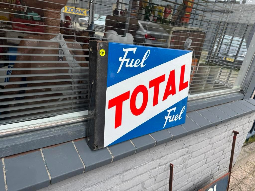 Ancien panneau d'affichage en émail TOTAL Petrol, Enlèvement, Utilisé, Panneau publicitaire