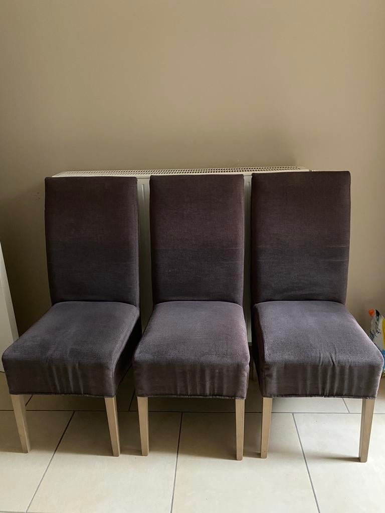 6 stoffen eetkamerstoelen kleur grijs, Ophalen, Zo goed als nieuw