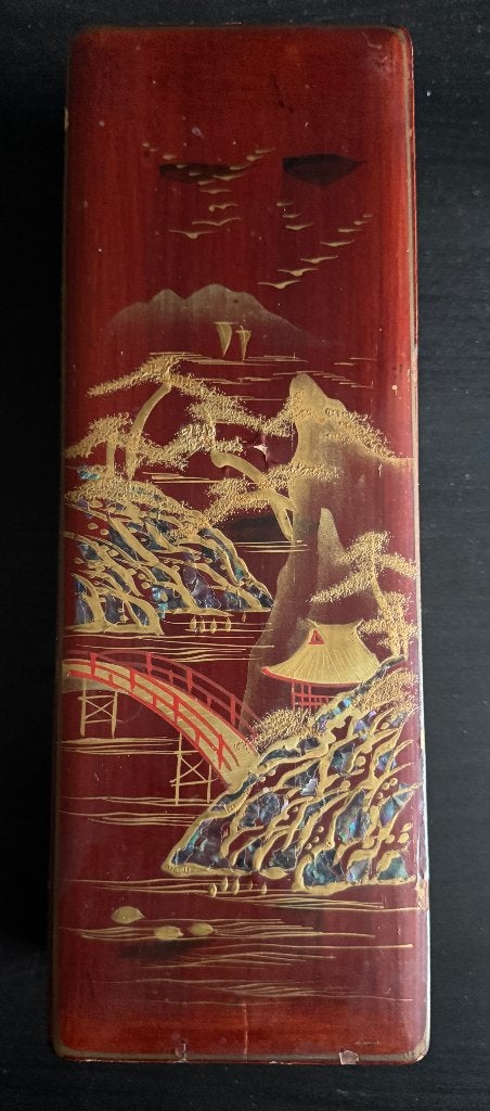 Ancienne Boite Asiatique en Laque & Bois, Enlèvement ou Envoi, Japon, Bois, Boîte