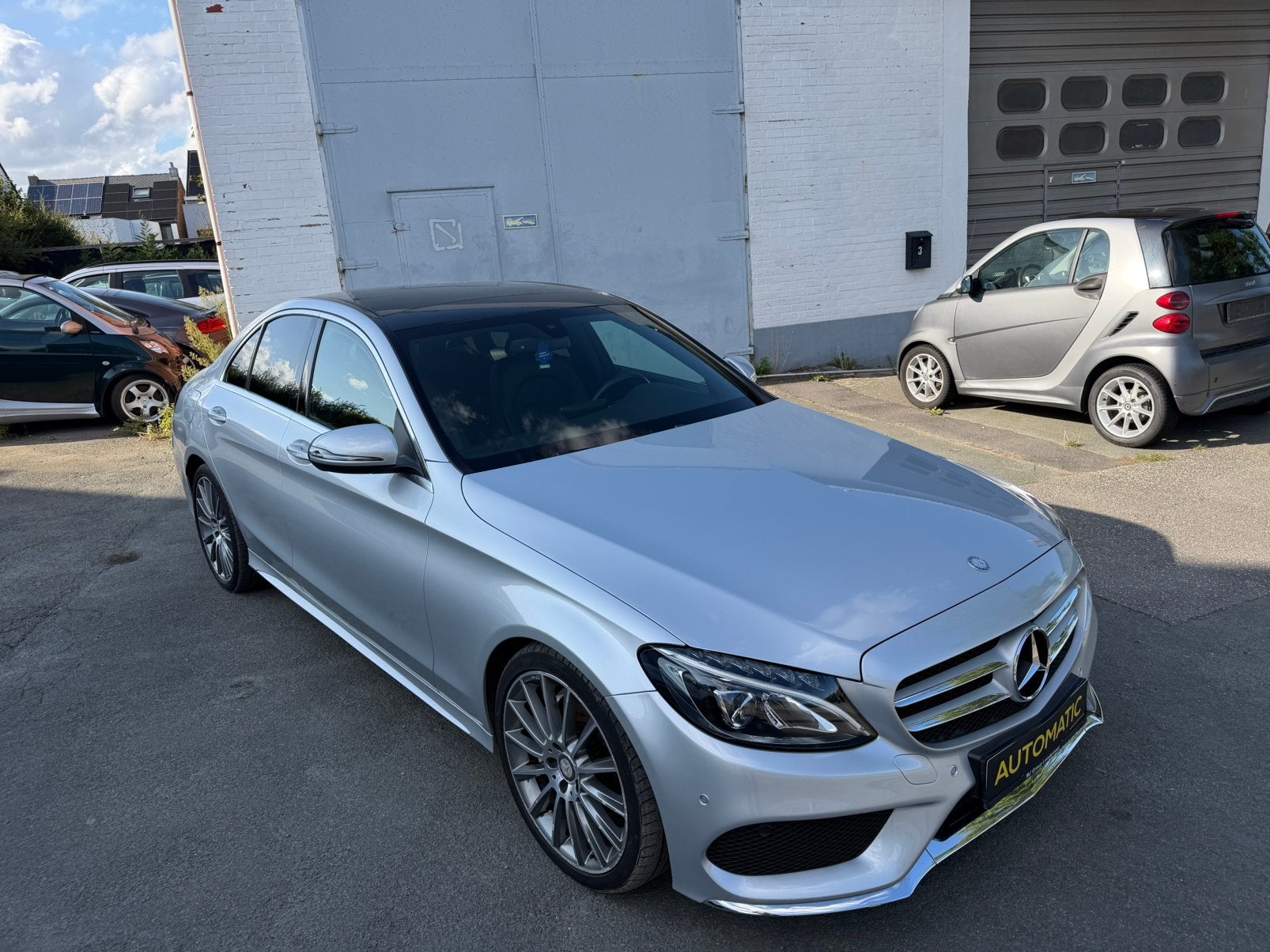 Mercedes C220d Aut. Amg Line **Garantie**, Autos, Mercedes-Benz, Cuir, Argent ou Gris, Achat, Euro 6