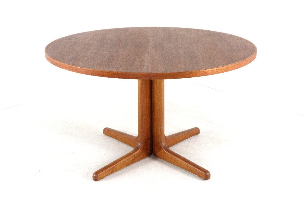 Burchardt Nielsen ronde verlengbare eettafel Deens teak, Scandinavisch, Ophalen of Verzenden, Zo goed als nieuw, Vijf personen of meer