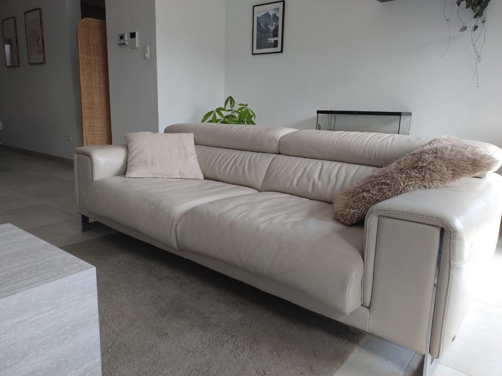 Lederen zetel 3-zit beige Natuzzi, Huis en Inrichting, Zetels | Zetels, Ophalen
