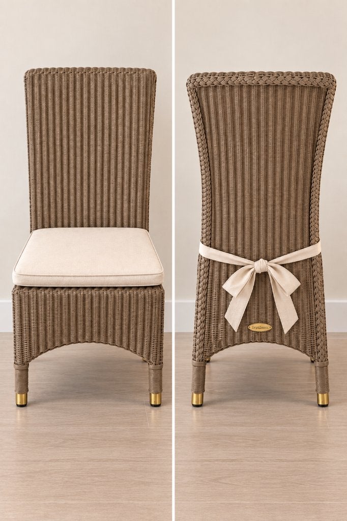 Set van 6 originele Lloyd Loom eetkamerstoelen met kussens, Huis en Inrichting, Ophalen, Overige kleuren, Riet of Rotan, Vijf, Zes of meer stoelen