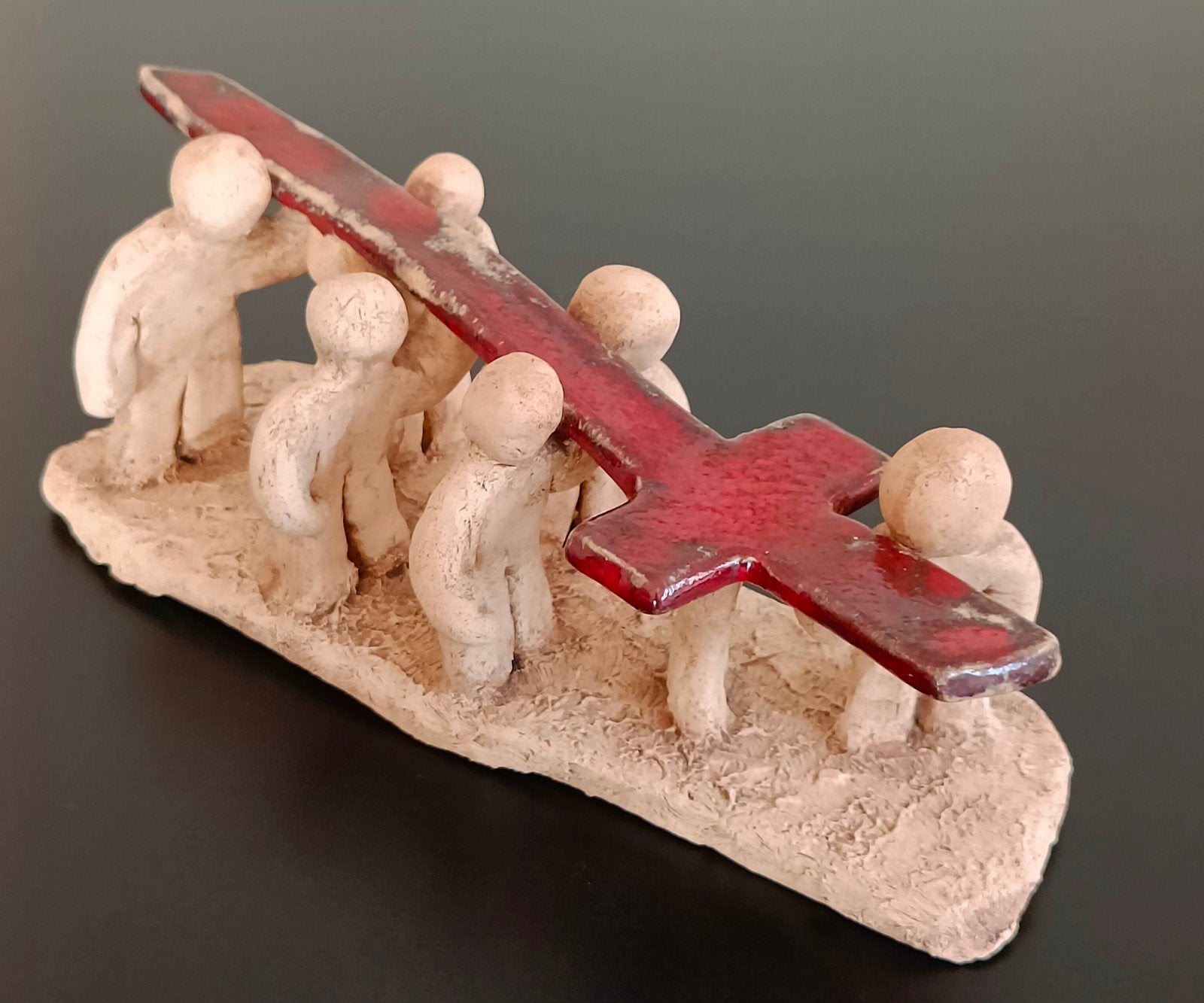 Sculpture unique en argile et céramique émaillée., Enlèvement ou Envoi