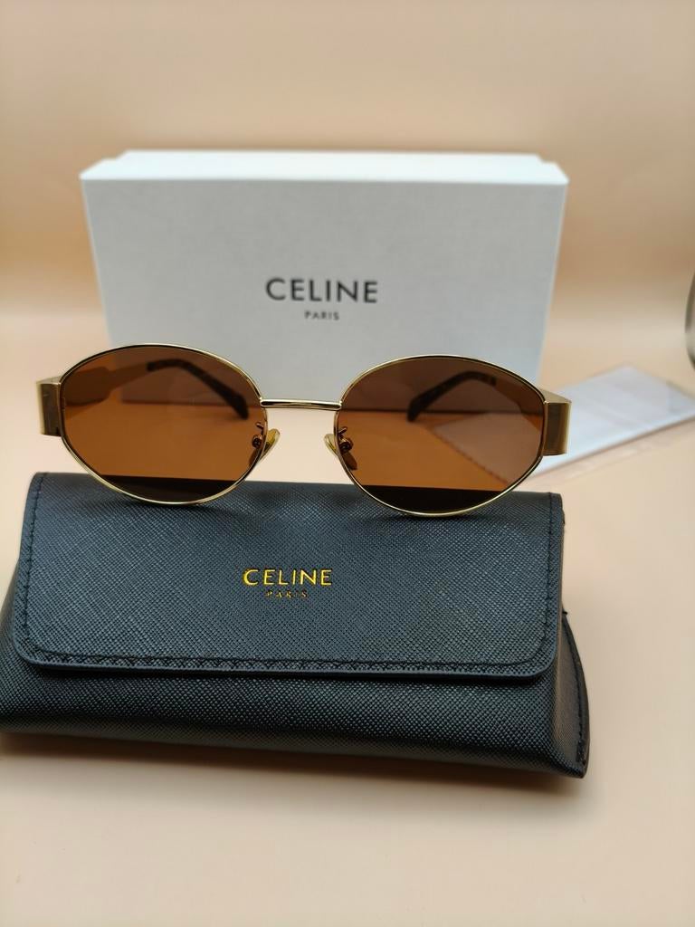 Celine Triomphe zonnebril goud/bruin, Handtassen en Accessoires, Overige merken, Zonnebril, Bruin, Verzenden