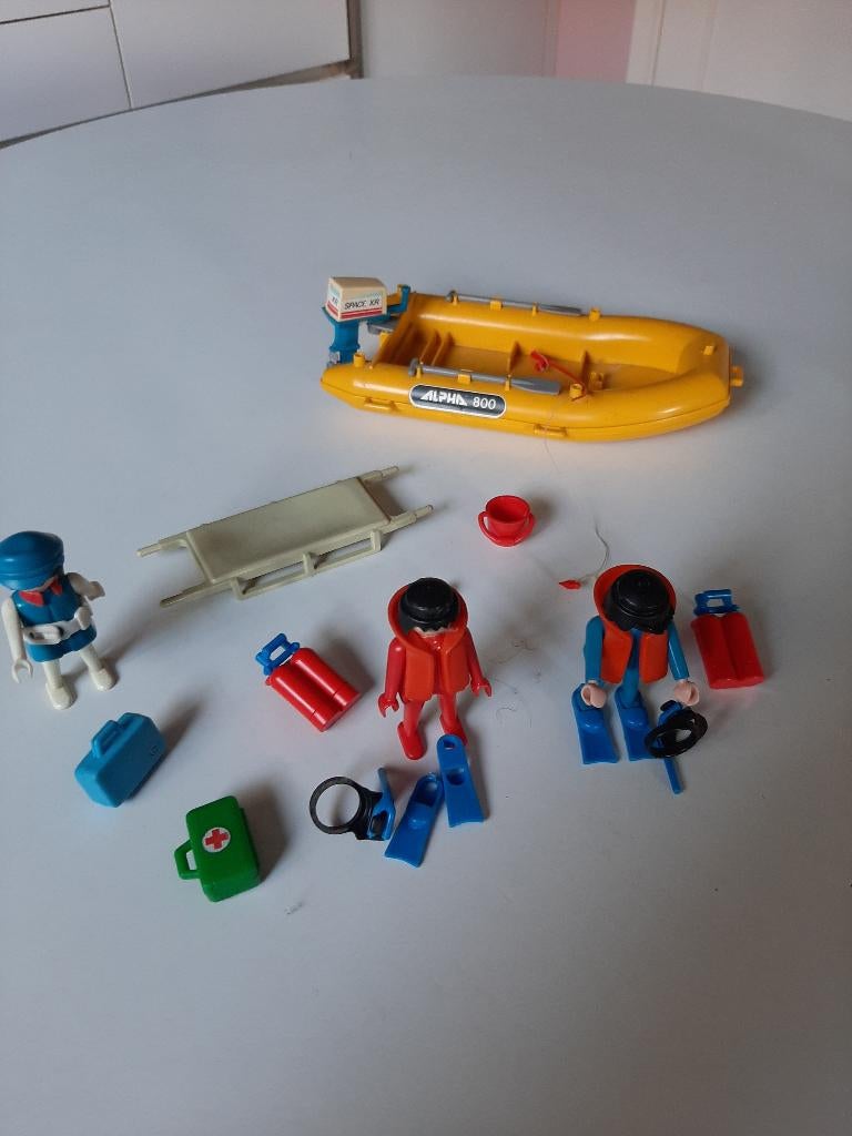Playmobil vintage: Bateau Zodiac et plongeurs. N3479, Enlèvement ou Envoi, Ensemble complet