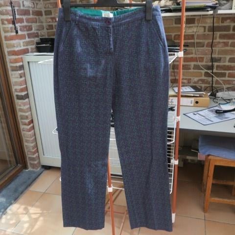 Broek nieuw blauw print puzzelstuk Essentiel Antwerp mt 40, Kleding | Dames, Broeken en Pantalons, Maat 38/40 (M), Blauw, Nieuw