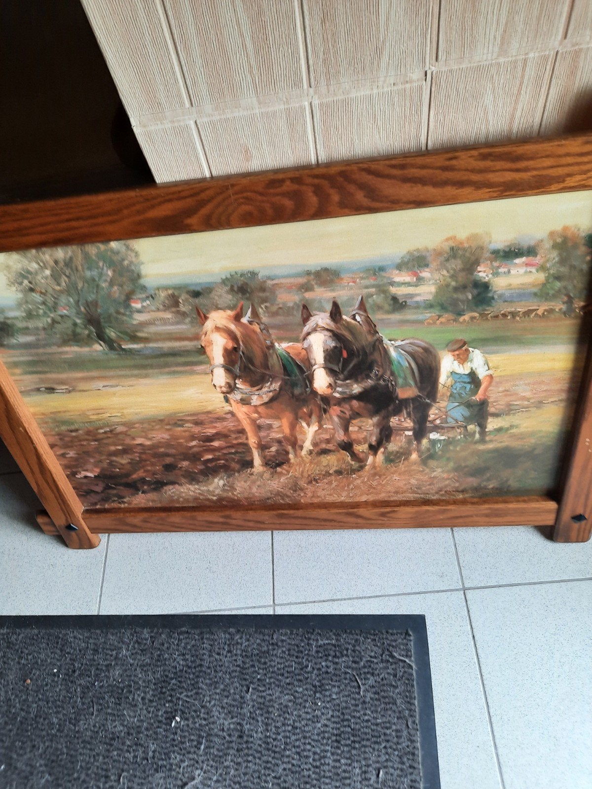 schilderij boer met paarden getekend, Ophalen