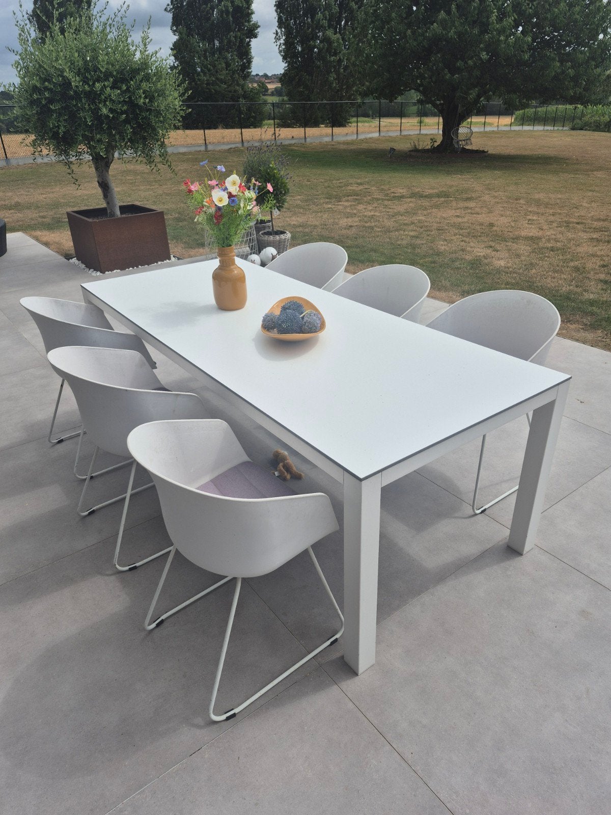 Grote aluminium tuintafel wit 2m20, Tuin en Terras, Tuinsets en Loungesets, Aluminium, Ophalen