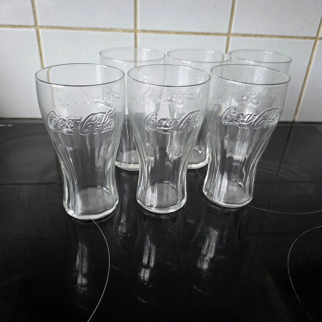 6 COCA COLA GLAZEN TE KOOP 33 CL, Enlèvement ou Envoi, Comme neuf, Verre à soda