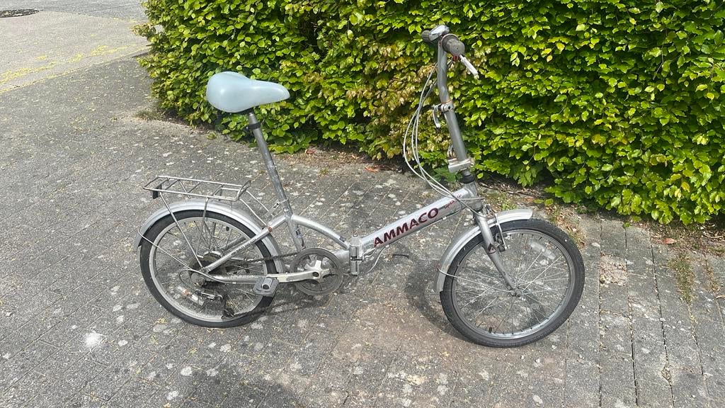 Plooi fiets Ammaco, Fietsen en Brommers, Fietsen | Vouwfietsen, Gebruikt, Velgrem, Versnellingen, Deels opvouwbaar