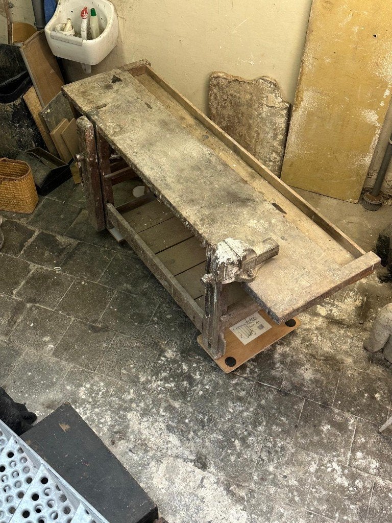 Houten werkbank met bankschroef en klemhout, Bricolage & Construction, Enlèvement, Utilisé