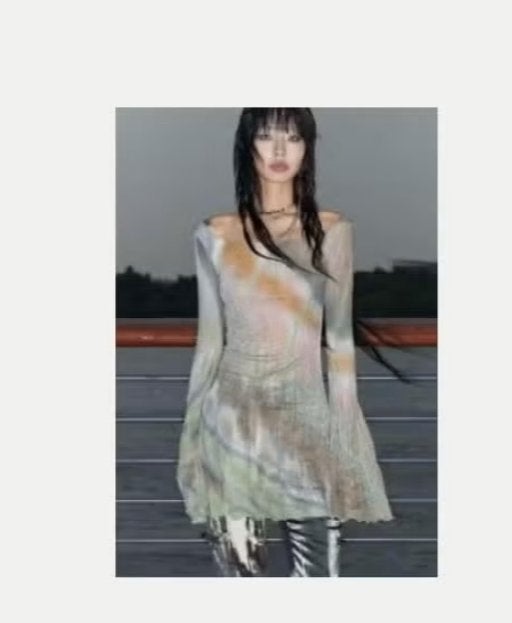 Vintage top Trashy Y2K Dye mesh top shirt met lange mouwen