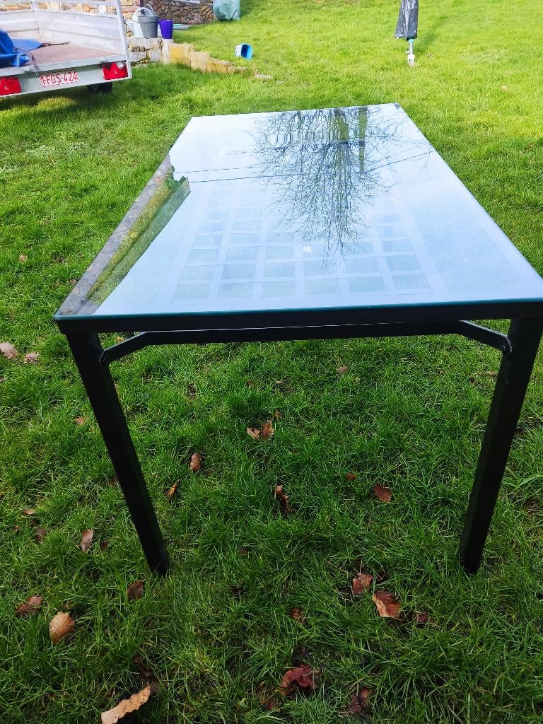 Table de living, Ophalen, 50 tot 100 cm, Vijf personen of meer, Fer forge et verre