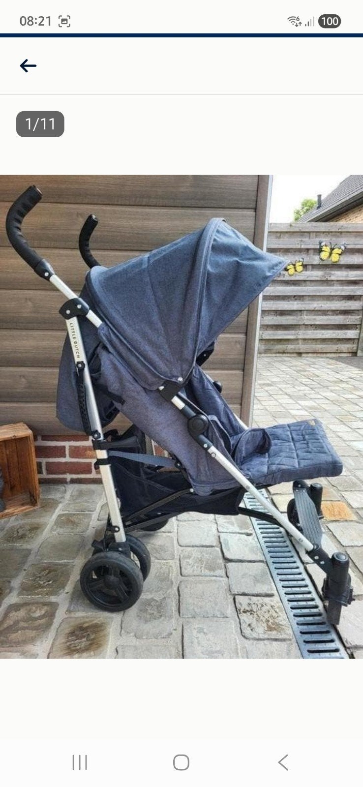 Little Dutch plooibuggy grijs-blauw, Kinderen en Baby's, Buggy's, Ophalen, Verstelbare rugleuning