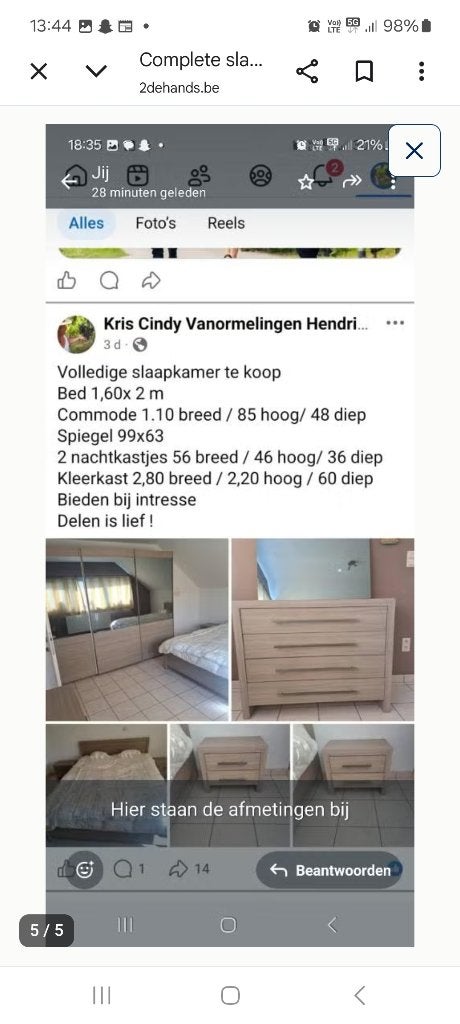Volledige slaapkamer, Huis en Inrichting, Slaapkamer | Complete slaapkamers, Ophalen, Zo goed als nieuw, Tweepersoons