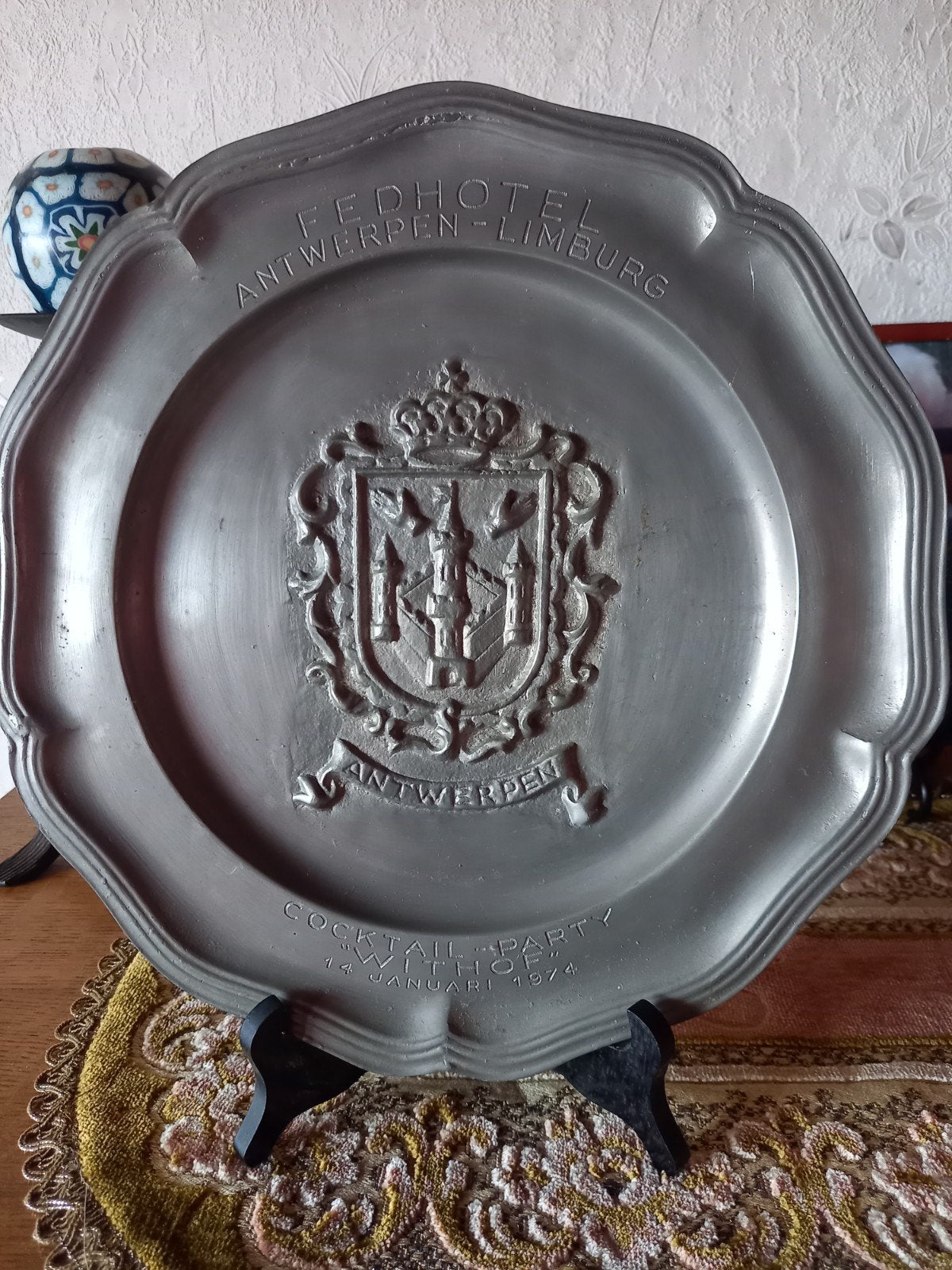 tinnen schaal op staander, Antiek en Kunst, Antiek | Tin, Ophalen