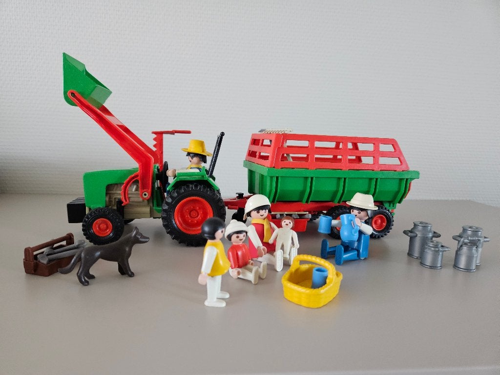 Playmobil tractor met kar vintage jaren '80, Ophalen of Verzenden, Gebruikt, Voertuig