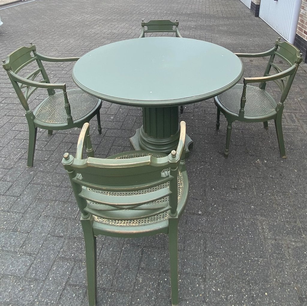 Tafel met 4 stoelen, Huis en Inrichting, Ophalen, Gebruikt, Vier personen, Rond