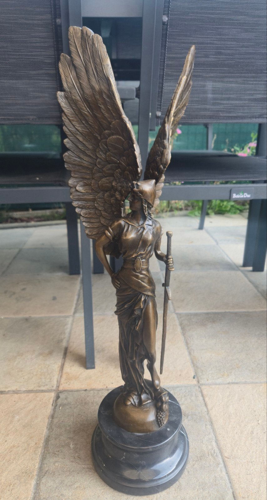 groot bronzen engelen beeld + gemerkt, Antiek en Kunst, Ophalen