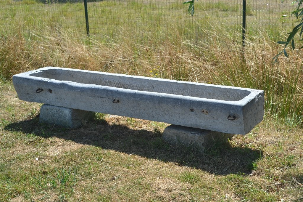 auge ancienne en pierre bleue, 2m30 de long, Jardin & Terrasse, Enlèvement, Utilisé, Pierre, Jardin