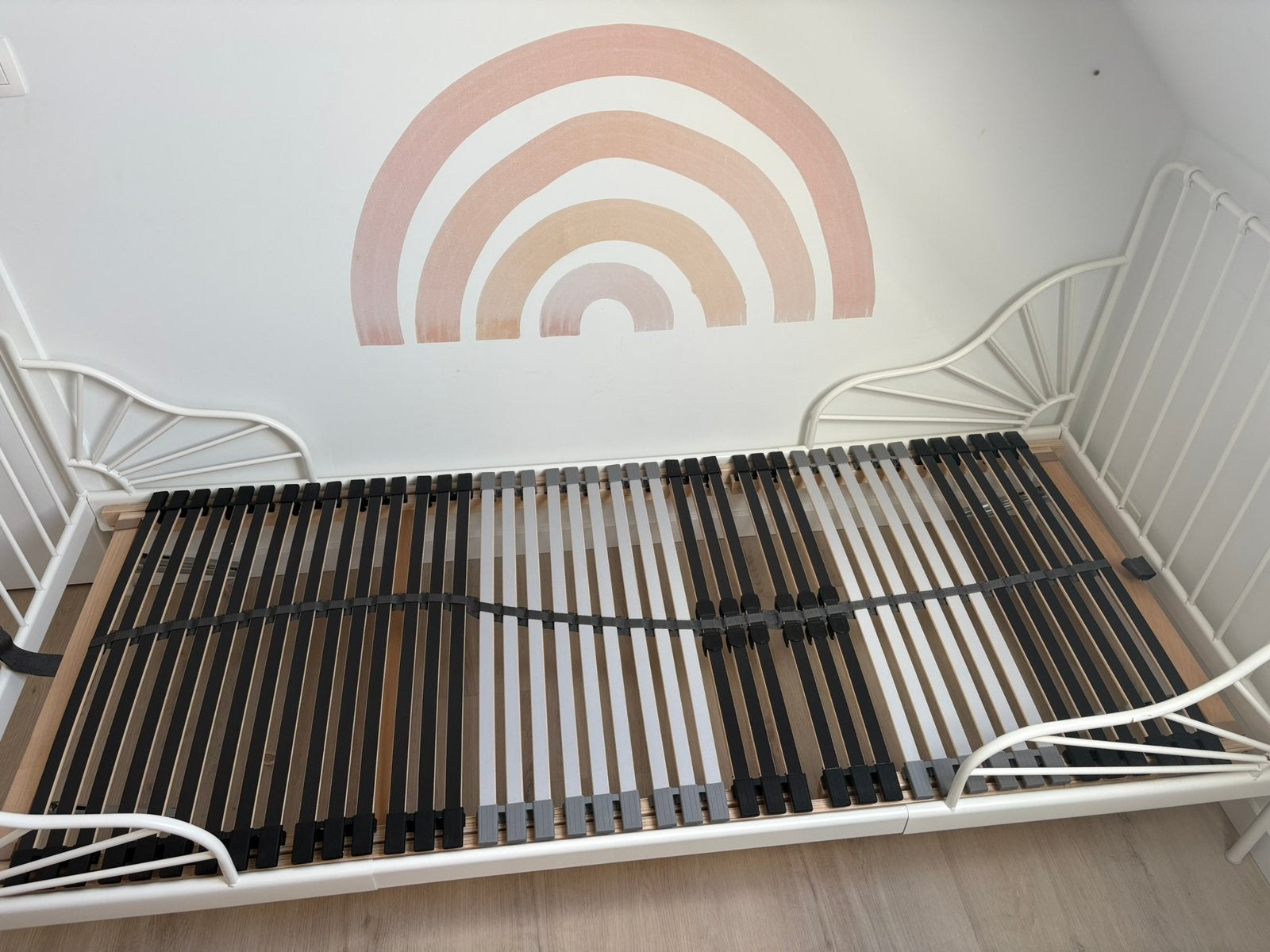 IKEA MINNEN 80x200 als nieuw met verstelbare lattenbodem, Ophalen, Verstelbaar, Eenpersoons, Wit