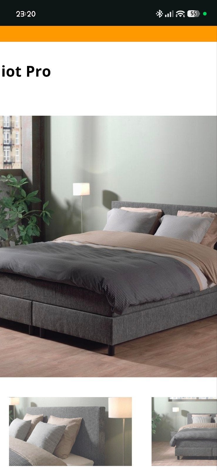 Boxspring 140x200, nieuw, Gris, Queen size, Enlèvement, 200 cm