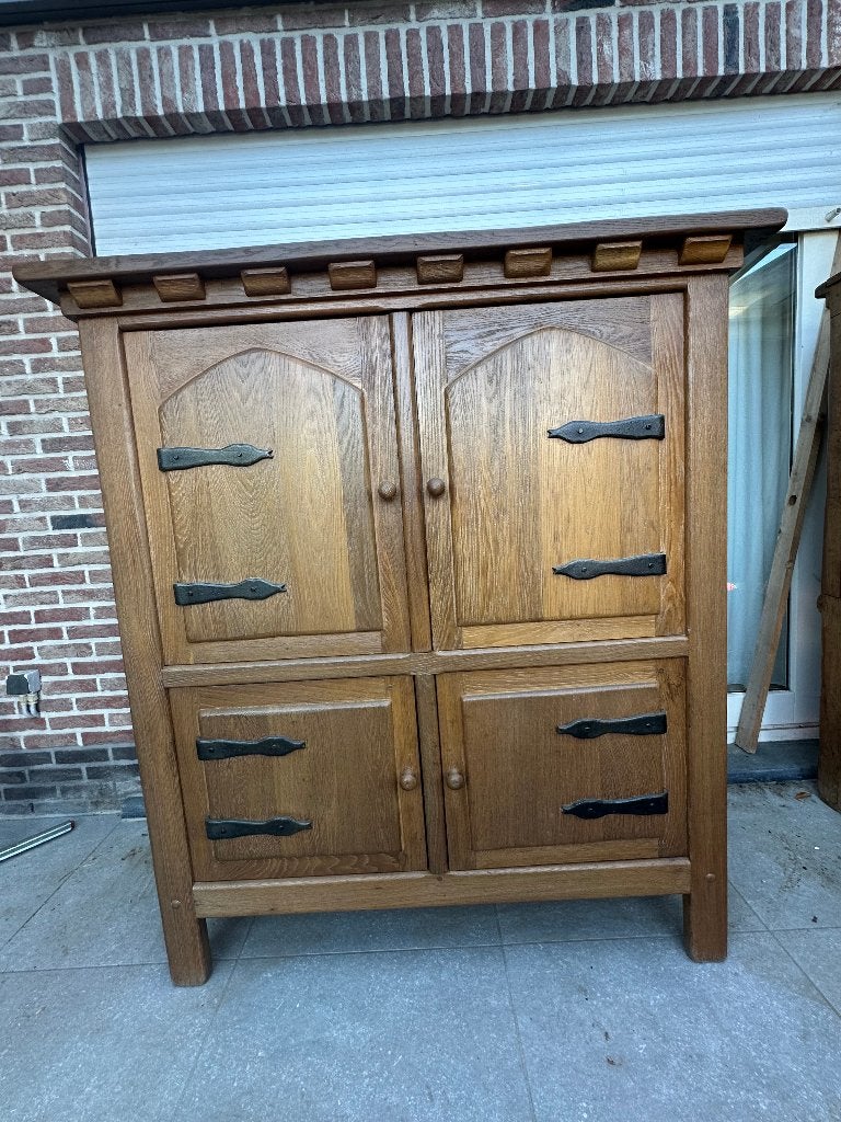 Volledig massief eiken kast, Ophalen, 100 tot 150 cm, 100 tot 150 cm, 50 tot 75 cm