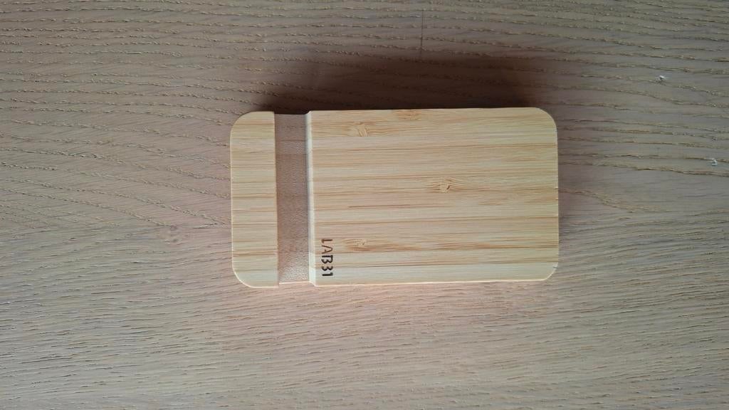 Houten telefoonhouder met 2 standen, Telecommunicatie, Ophalen of Verzenden, Zo goed als nieuw