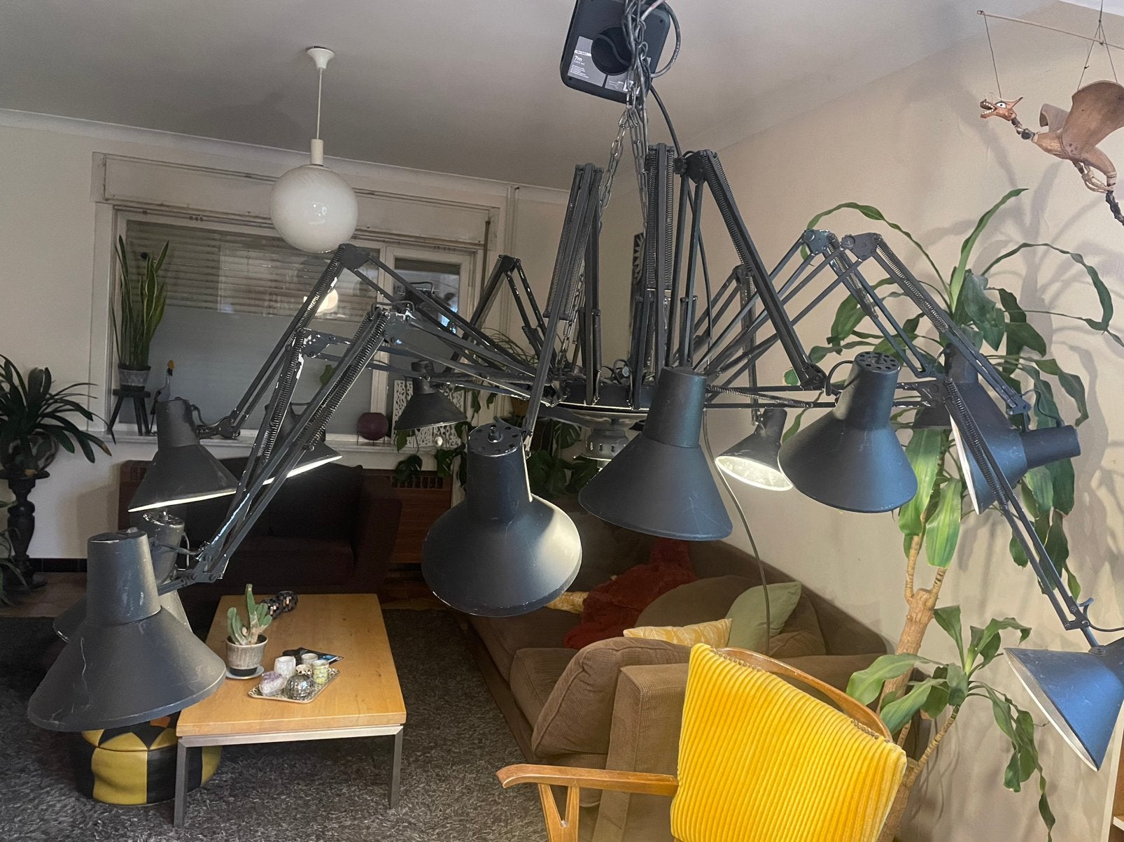 UNIEK Vintage Industriële Spinnenkop hanglamp  Fabriekspand, Ophalen, Gebruikt, Metaal, Industrieel vintage design